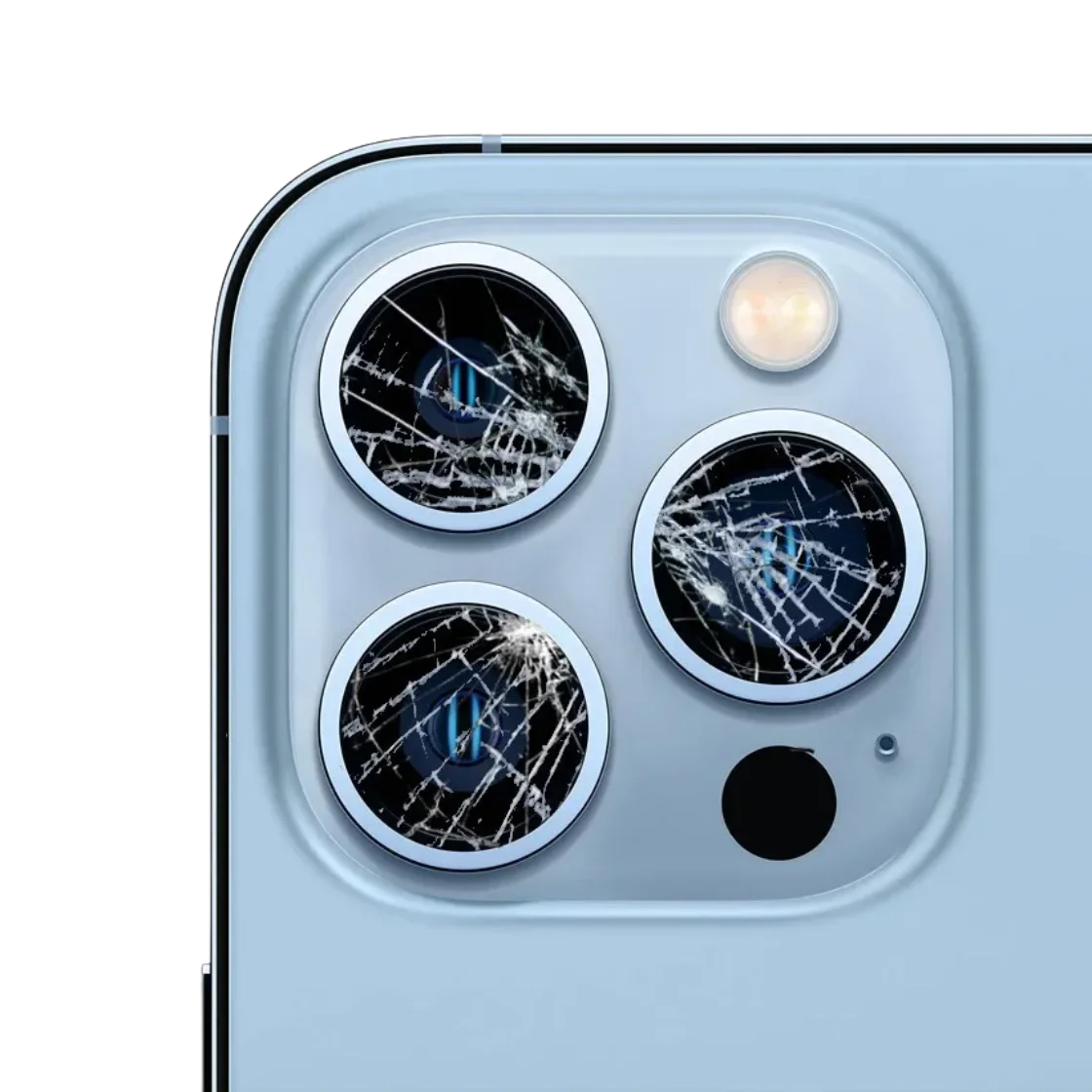 Gebarsten Camera Lens