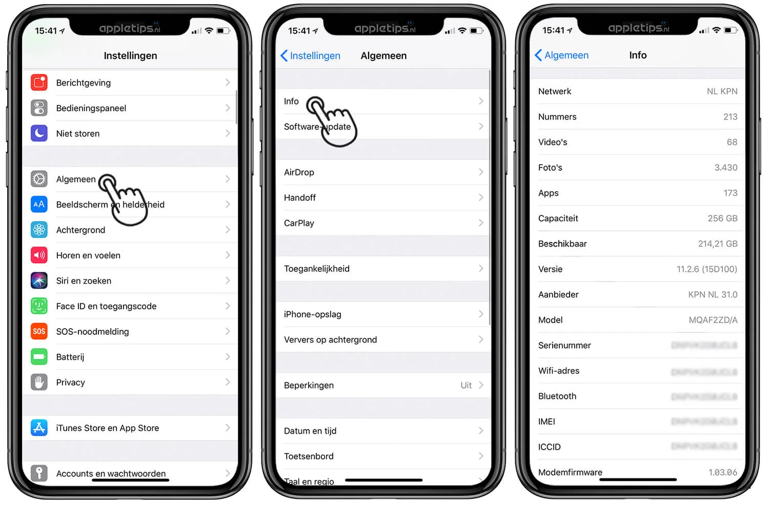 Screenshot van de Apple Check Coverage website die een geldig iPhone serienummer toont
